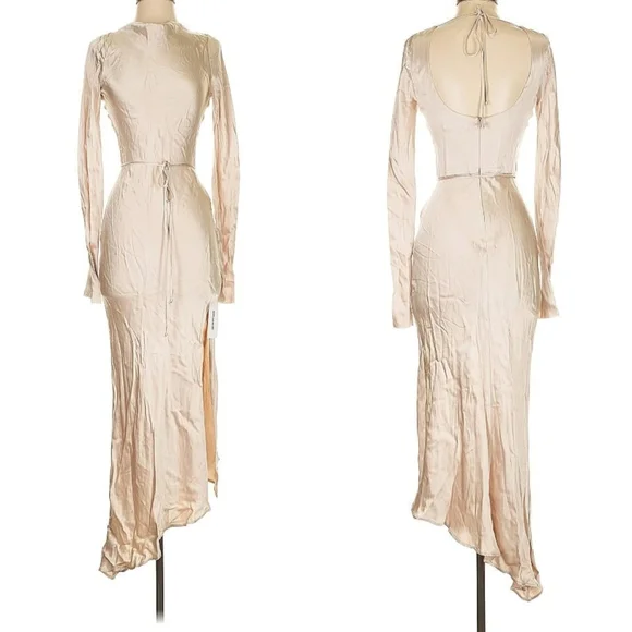 Bec + Bridge Moon Dance Long Sleeve Maxi Dress - Sand Ivory Bridal Satin
